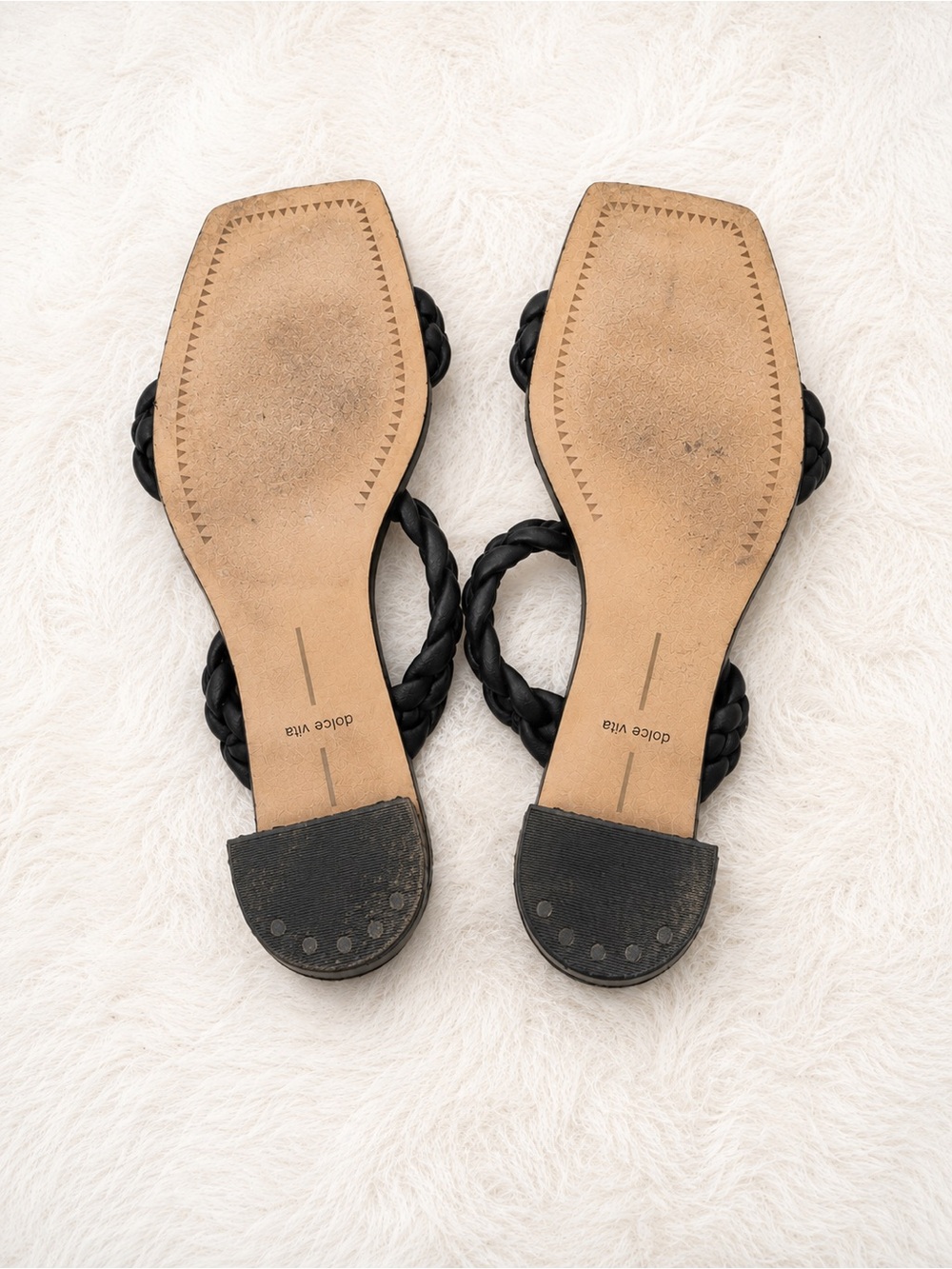 Dolce Vita Braided Block Heel Sandals Women’s Size 7 Black Square Toe Trendy - Picture 6 of 6